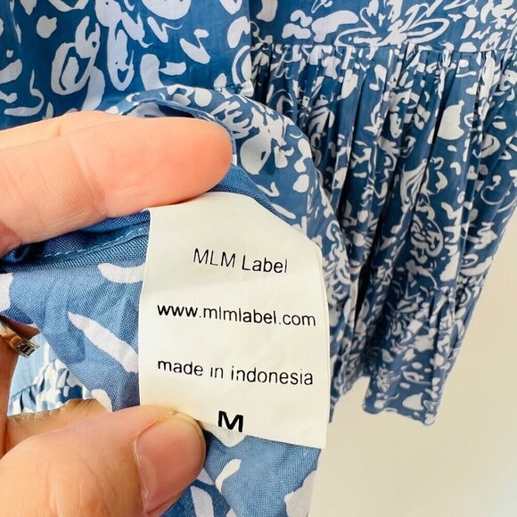 MLM The label relaxed tiered mini dress, blue floral cotton, Size M - Picture 8 of 8